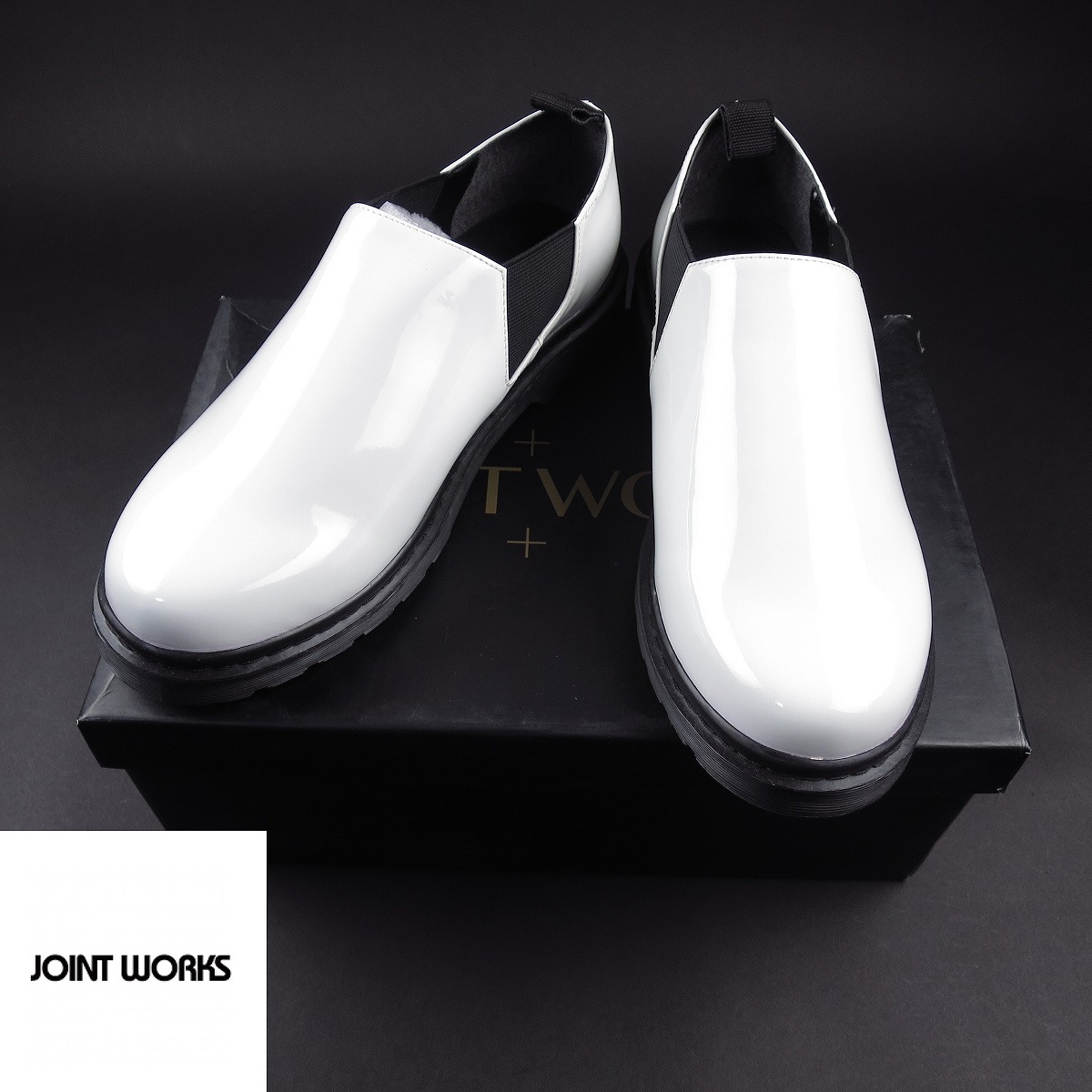 新品 ★ JOINT WORKS ジョイントワークス サイドゴア エナメルシューズ スリッポン/白/【43】27㎝