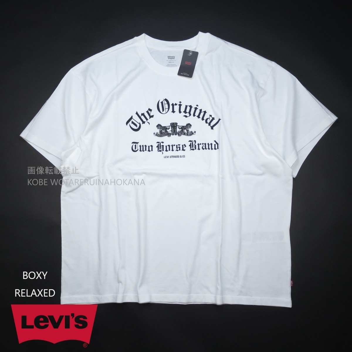新品 ■ Levi’s リーバイス TWO HORSE BRAND グラフィックボックスTシャツ 綿100% ツーホース 004H/018 白/【L】【JP size XL】