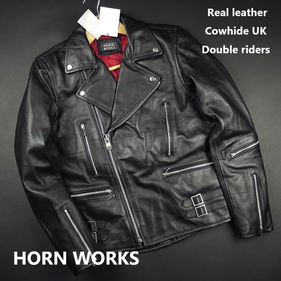 新品 ★ HORN WORKS Real leather Cowhide UK Double riders 牛革 ダブルライダースジャケット/【M】29,700円