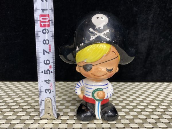 br★内藤ルネ キャプテンキッド 陶器製 フィギュア置物 昭和レトロ ヴィンテージ 当時物 現状品★
