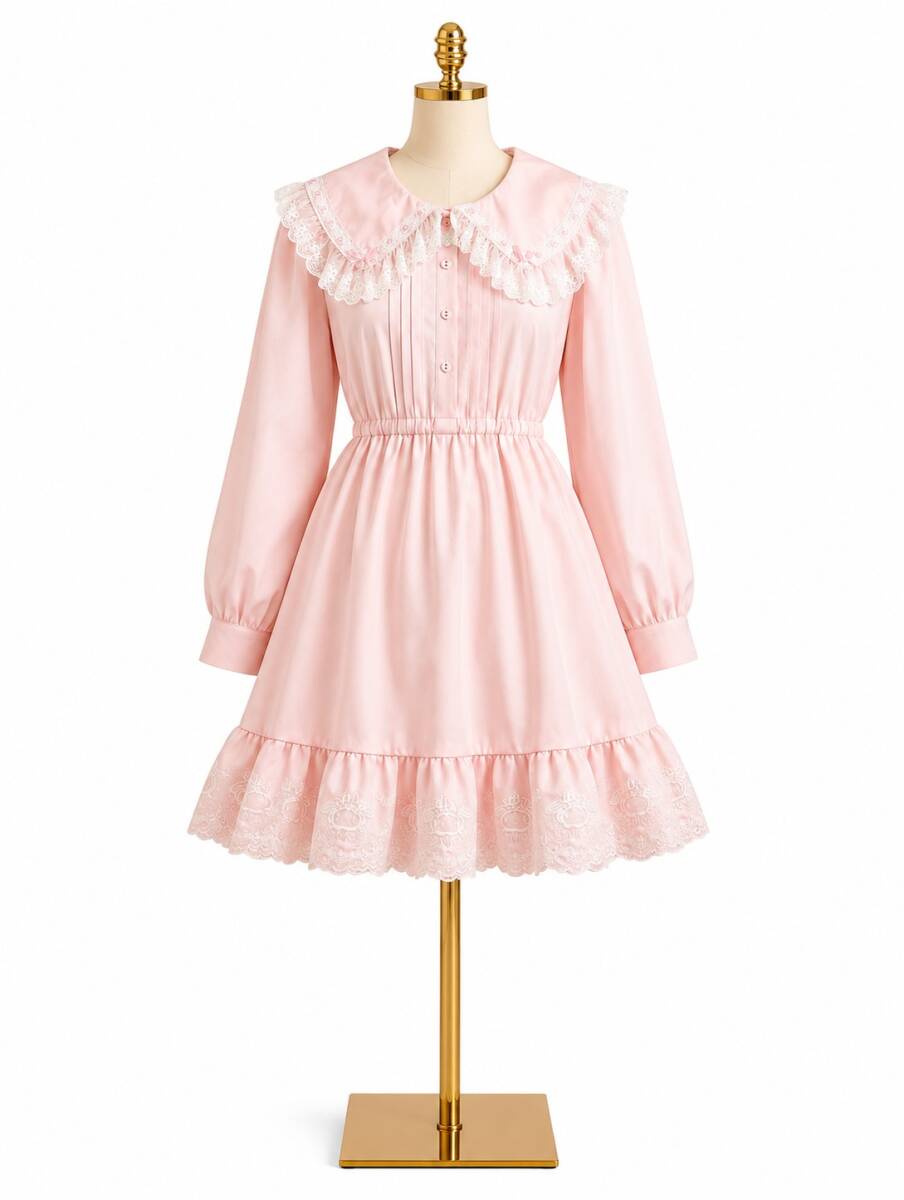 AS344/DEAR MY LOVE x MY MELODY/マイメロディ/マイメロ/サンリオ/フリル/コラボアイテム/美品/ワンピース/Lサイズ