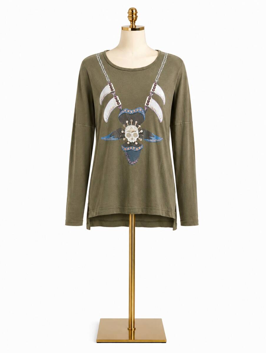 AS349/VIVIENNE WESTWOOD/ヴィヴィアンウエストウッド/日本製/ゆうパケット対応/カットソー/トップス/3サイズ/スカル/カーキ/Y2K