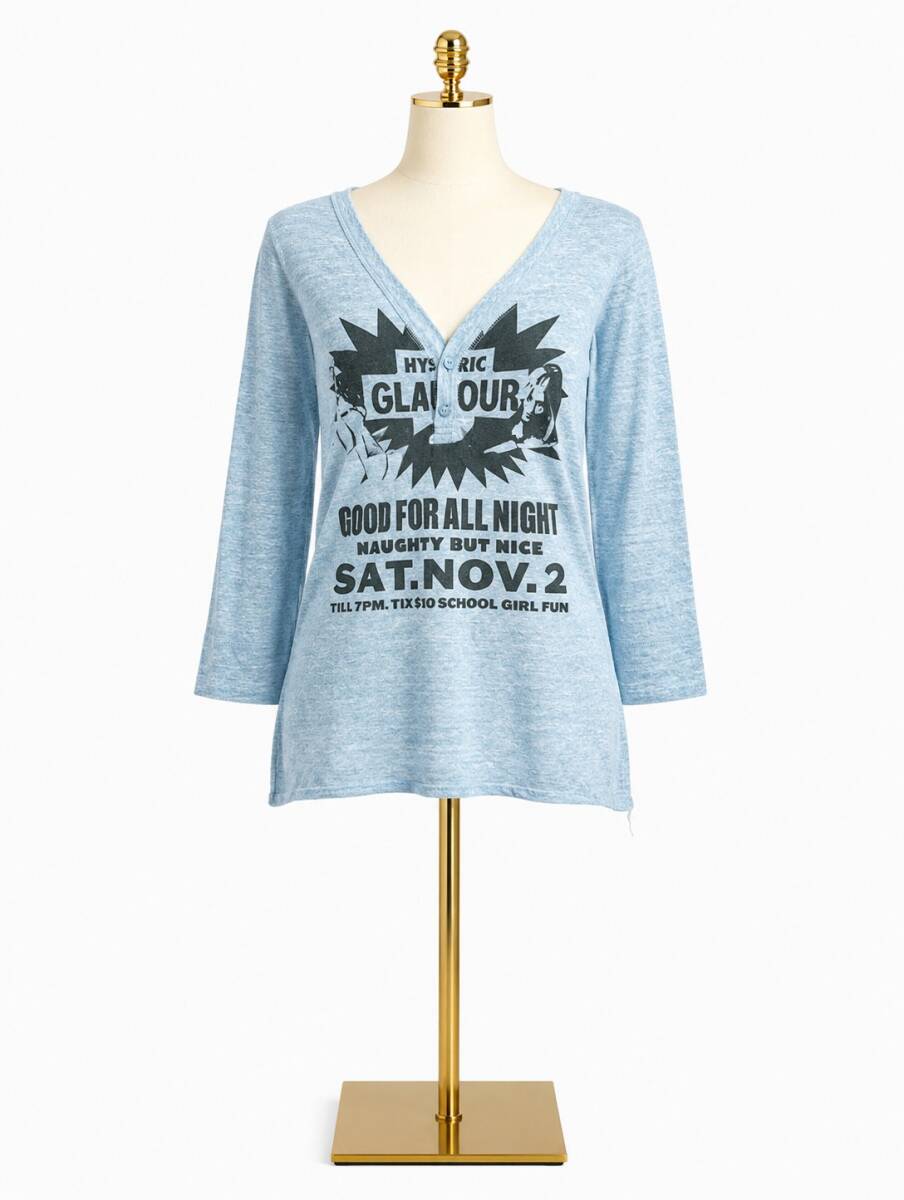 AS353/Hysteric Glamour/ヒステリックグラマー/日本製/ゆうパケット対応/ヘンリーネック/薄手/カットソー/Tシャツ/トップス/Fサイズ