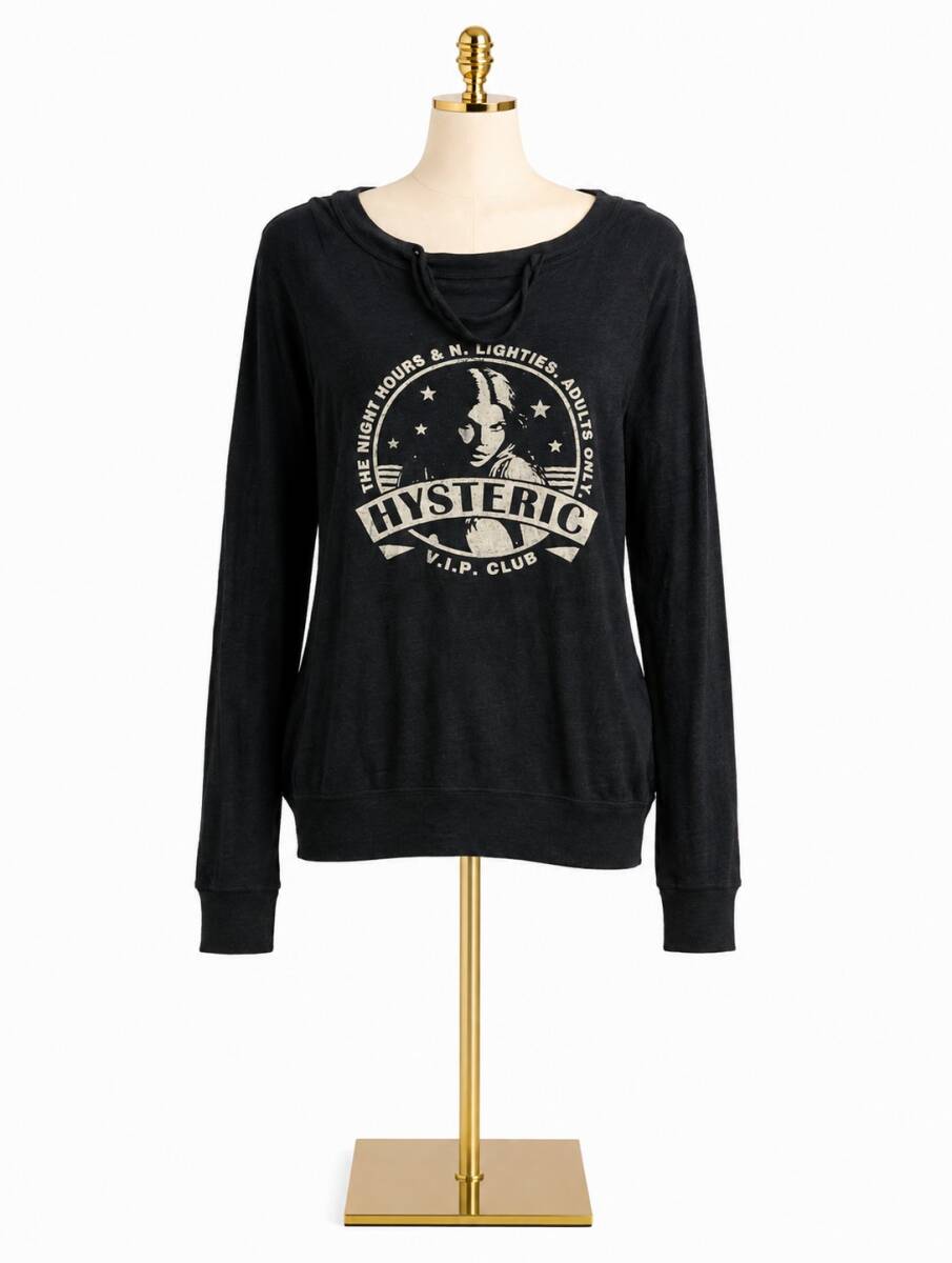 AS350/Hysteric Glamour/ヒステリックグラマー/日本製/コットン×アンゴラ/Uネック/ニットカットソー/ニット/トップス/Fサイズ/デカロゴ/