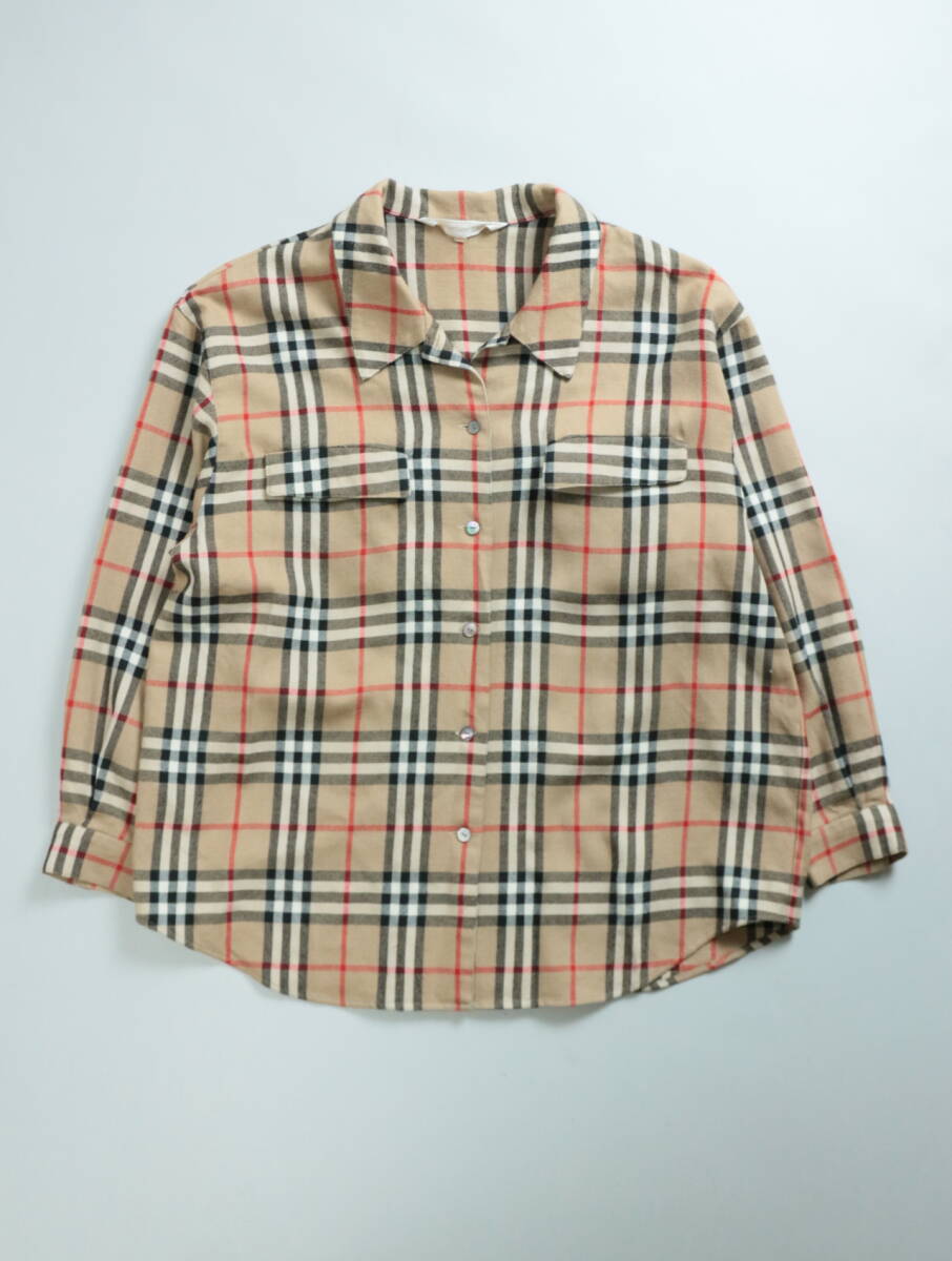 AS325 BURBERRY バーバリー ノバチェック ウール ニット シャツ 長袖シャツ 15BR ベージュ 大きいサイズ