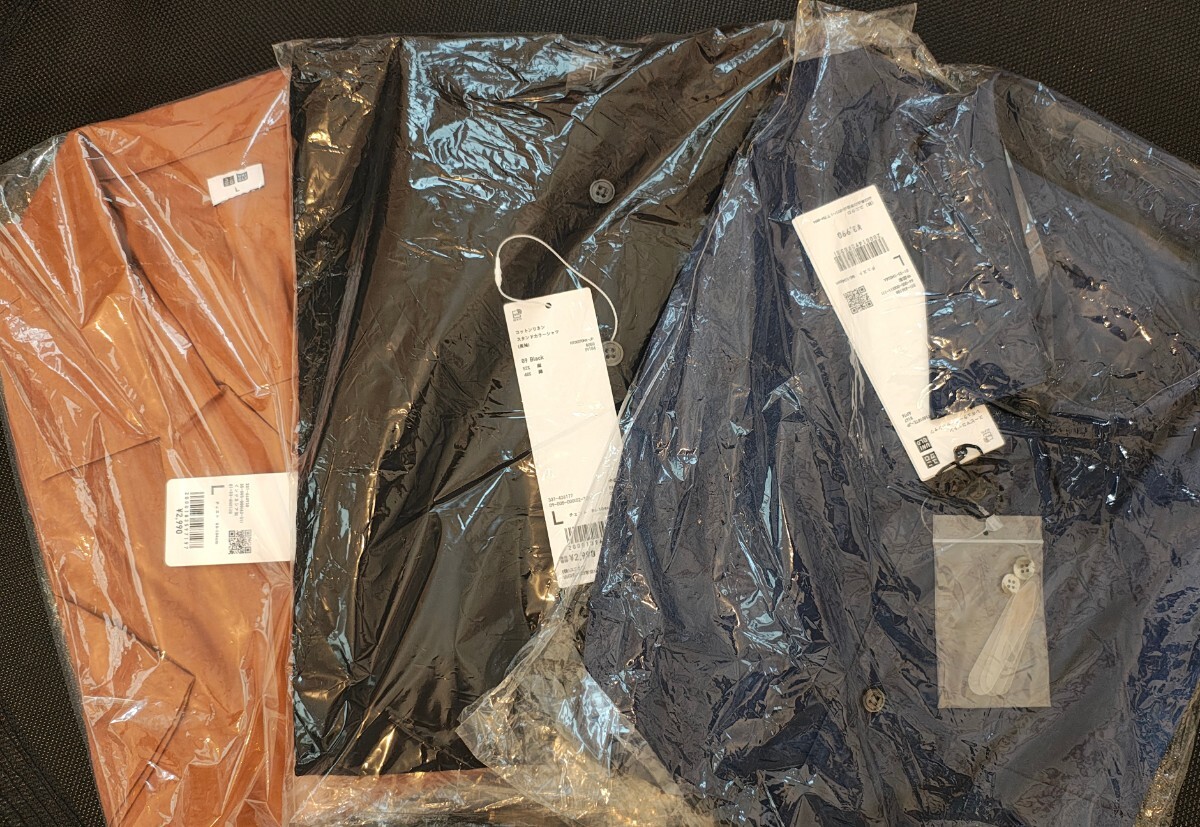 【新品未使用タグ付】ユニクロ メンズシャツ 3点セット（Lサイズ）まとめ売り