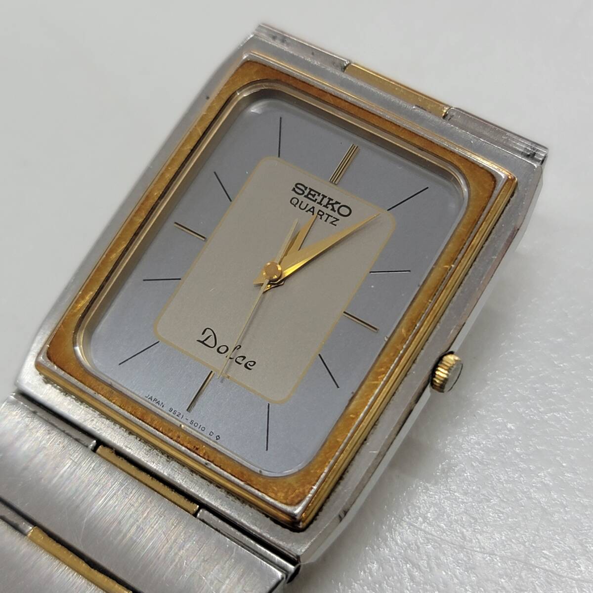 SEIKO/セイコー/DOLCE/ドルチェ/9521-5010/3針/コンビカラー/スクエア/純正ベルト/クォーツ/腕時計/ジャンク