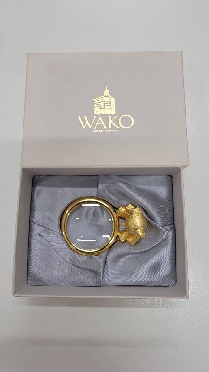 銀座ワコー　WAKO クマデザイン ルーペ 和光 金メッキ 拡大レンズ 熊 ベア― 