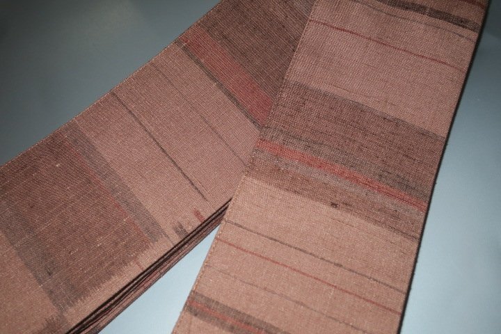 壱土2422 男角帯 本絹小千谷紬К伽羅色地に矢鱈絣 新品