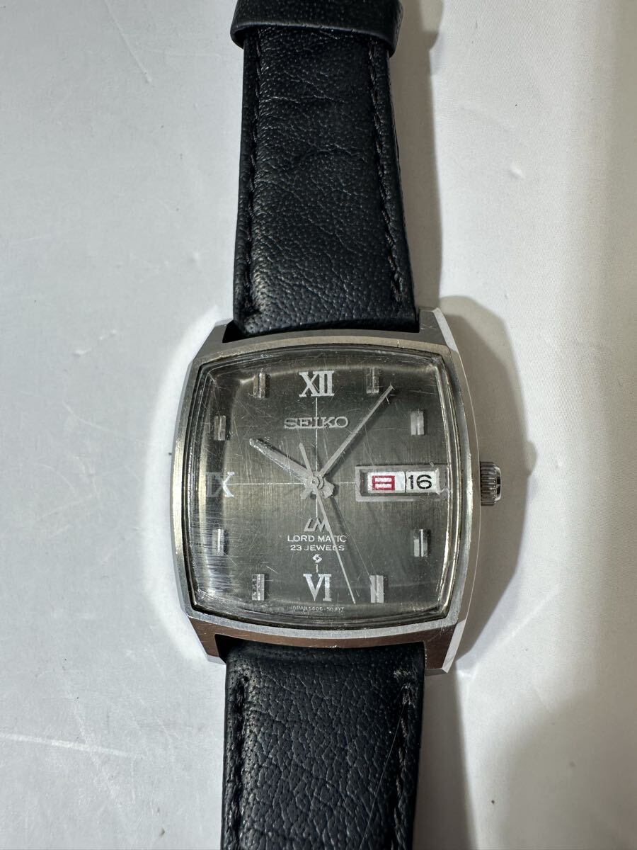 SEIKO セイコー ロードマチック 5606-5000 グレー文字盤 ローマ数字 23石 稼働品