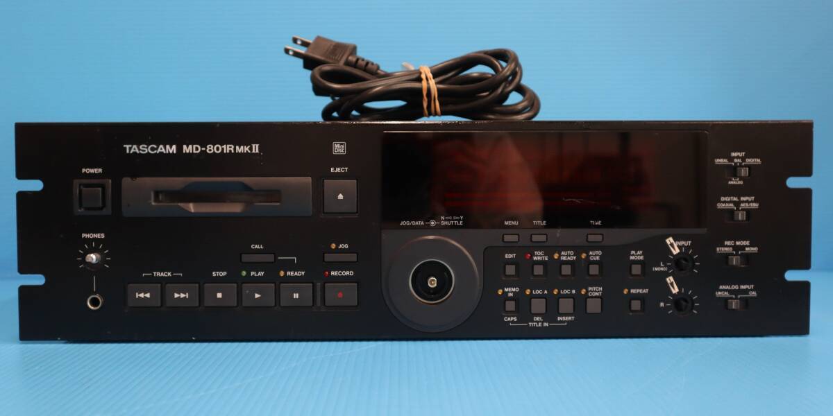 D1788 P TASCAM MD-801RMKII MDレコーダー プロ仕様 2Uラック AES/EBU XLR RS-232C MiniDiscデッキ 放送局仕様 AC100V 日本製 電源コード付