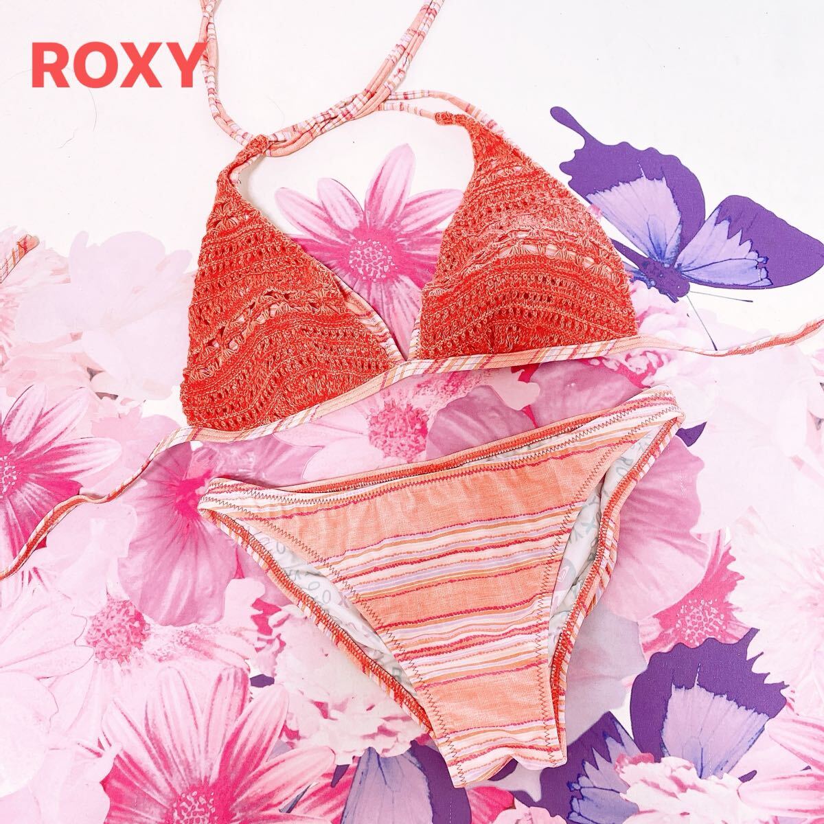 336 ROXY ギャル系　ビキニ　ハイカット　水着　整理品　Lサイズ　匿名配送　セレブ