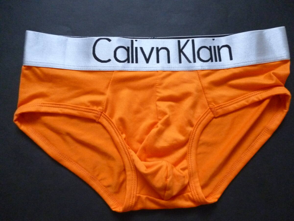Calivn Klain　カルバンクライン　メンズ　ブリーフ　ウエストゴム　ロゴ入り　M　オレンジ
