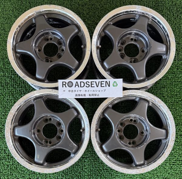 ◆品名不明 社外ホイール ◆14×6J +25 PCD114.3(4/5H) ハブ径:約76mm 4本Set 中古 ◆劣化/塗装剥げ/傷等有 ◆送料無料(一部地域を除く)