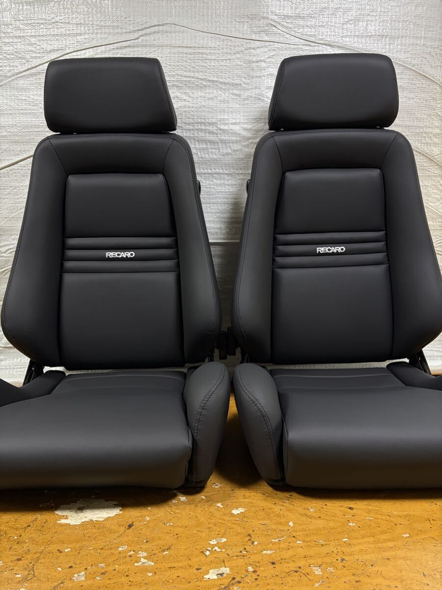 22.23. レカロ RECARO 2脚セット モジュラーLX-M 黒フェイクレザー張り替え 張替え 張替 ブラックシングルステッチ 片側ダイヤル