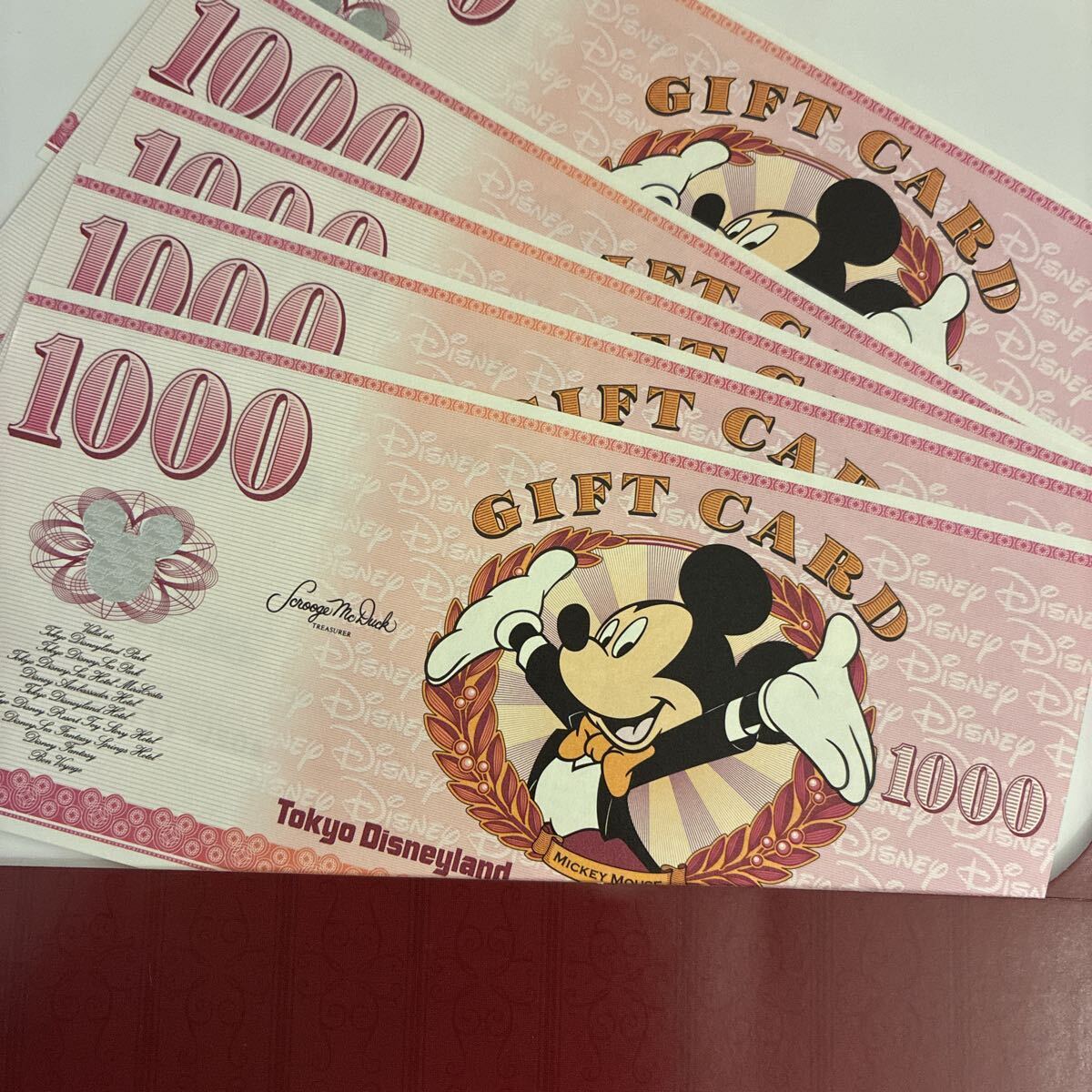 東京ディズニーリゾート　ギフトカード　1000円 最大5枚購入可能　商品券　ミッキー　ディズニーランド　ディズニーシー