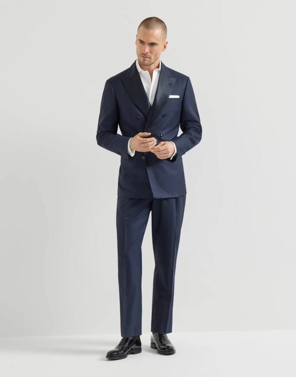 Brunello Cucinelli ブルネロクチネリ カシミヤほぼ100％ 1.5ブレスト タキシード ジャケット ワンアンドハーフ スーツ 定価200万円 極上