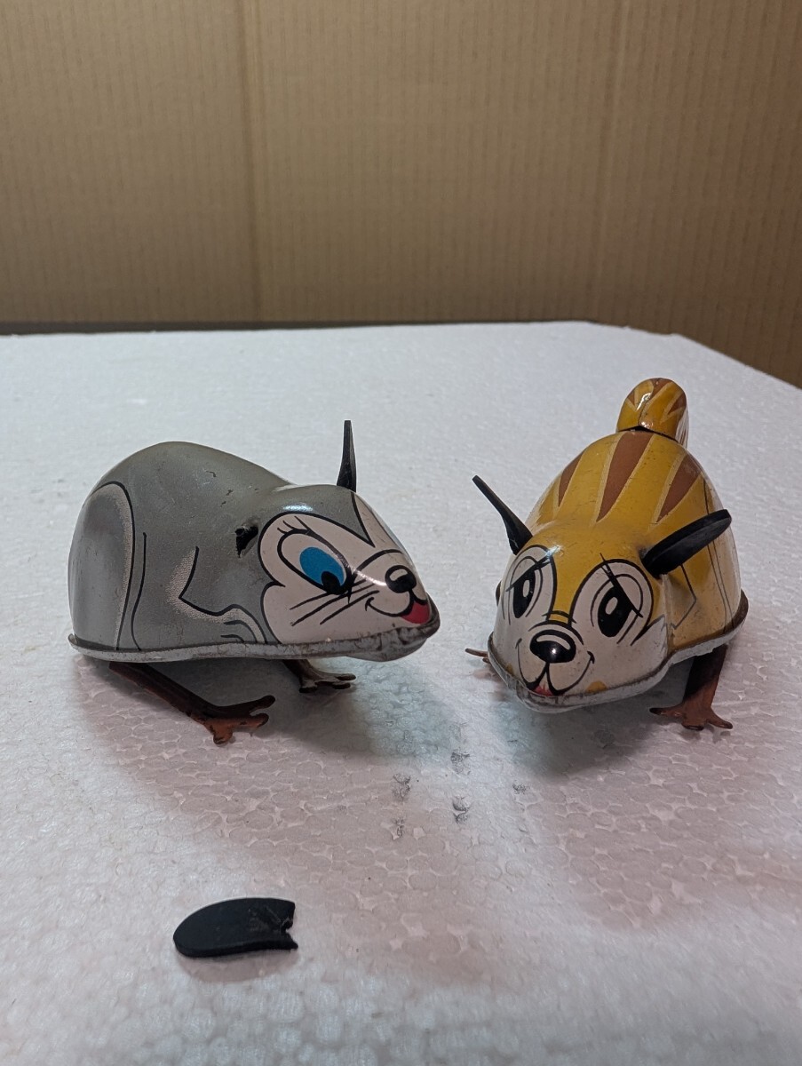 1960年代 当時物 ブリキ玩具 ブリキ TPS 東京プレイシング商会 リス ネズミ セット ゼンマイ WIND‐UP 現状品 MADEINJAPAN 日本製
