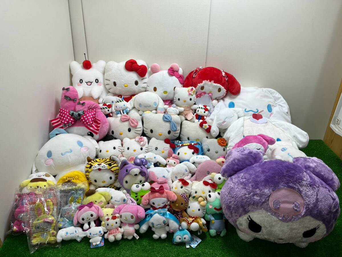 ＊37 サンリオ ぬいぐるみ まとめ売り キティ シナモン クロミ プリン ハッピーセット プライズ品 ケロッピ はなまるおばけ 約7kg 160