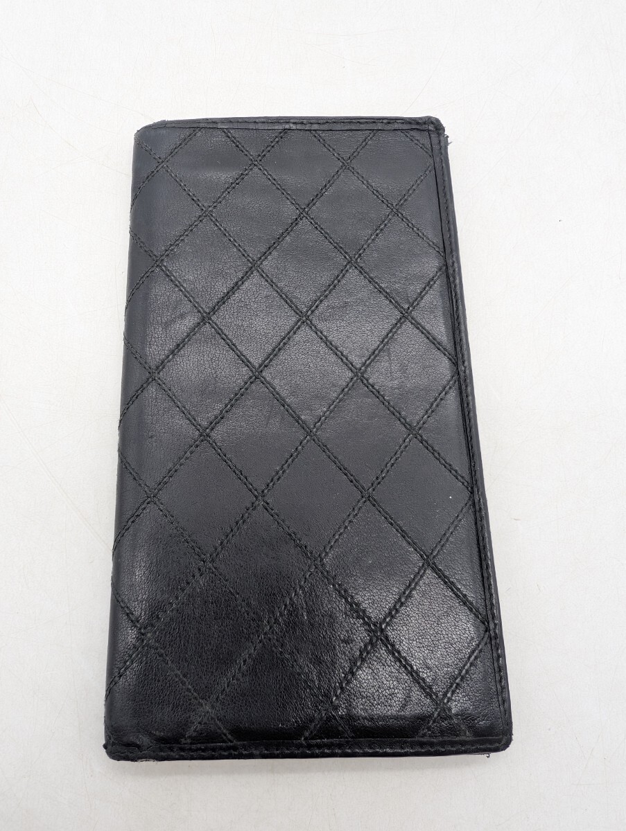 送料無料 CHANEL シャネル 長財布 ビコローレ レザー カードケース 二つ折り財布 ブラック BLACK 黒色