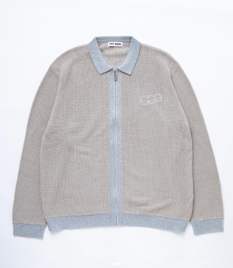 ■試着のみ TTT MSW Lame zip up cardigan M ニット カーディガン