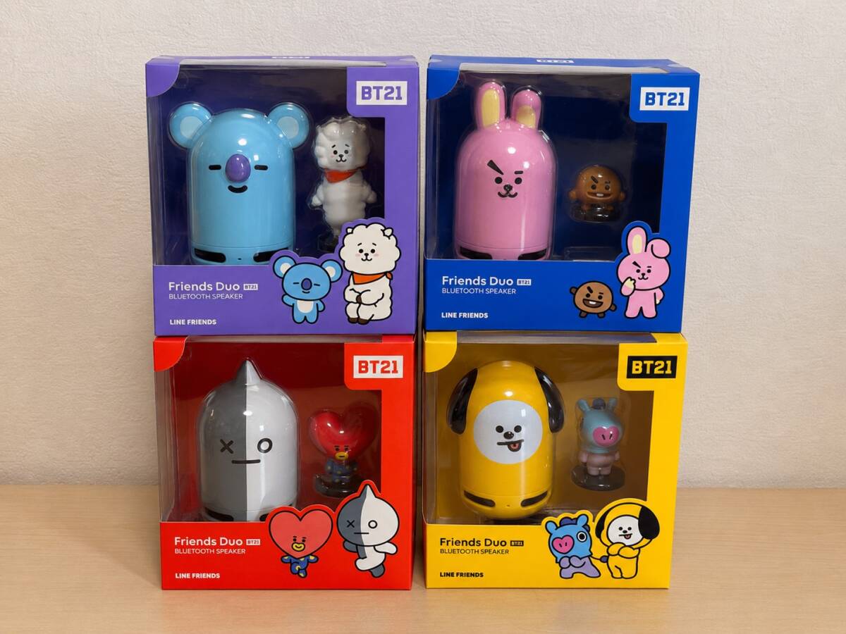 【新品】BT21 Friends Duo Bluetoothスピーカー 4種セット フィギュア付 BTS 防弾少年団 LINE FRIENDS ワイヤレススピーカー まとめ
