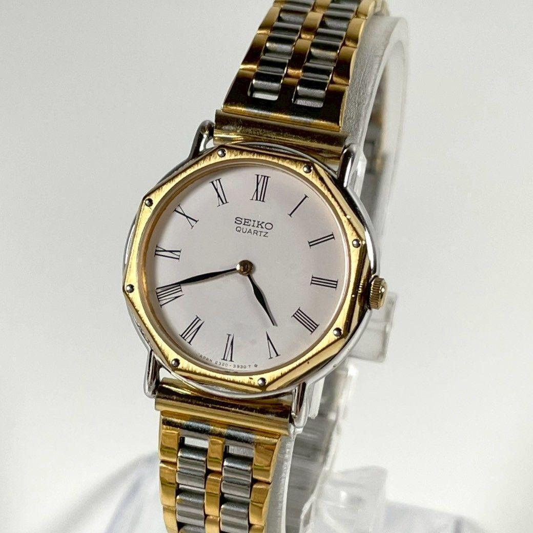 稼働 SEIKO オクタゴン ローマン クォーツ 腕時計 コンビ　１円　セイコー