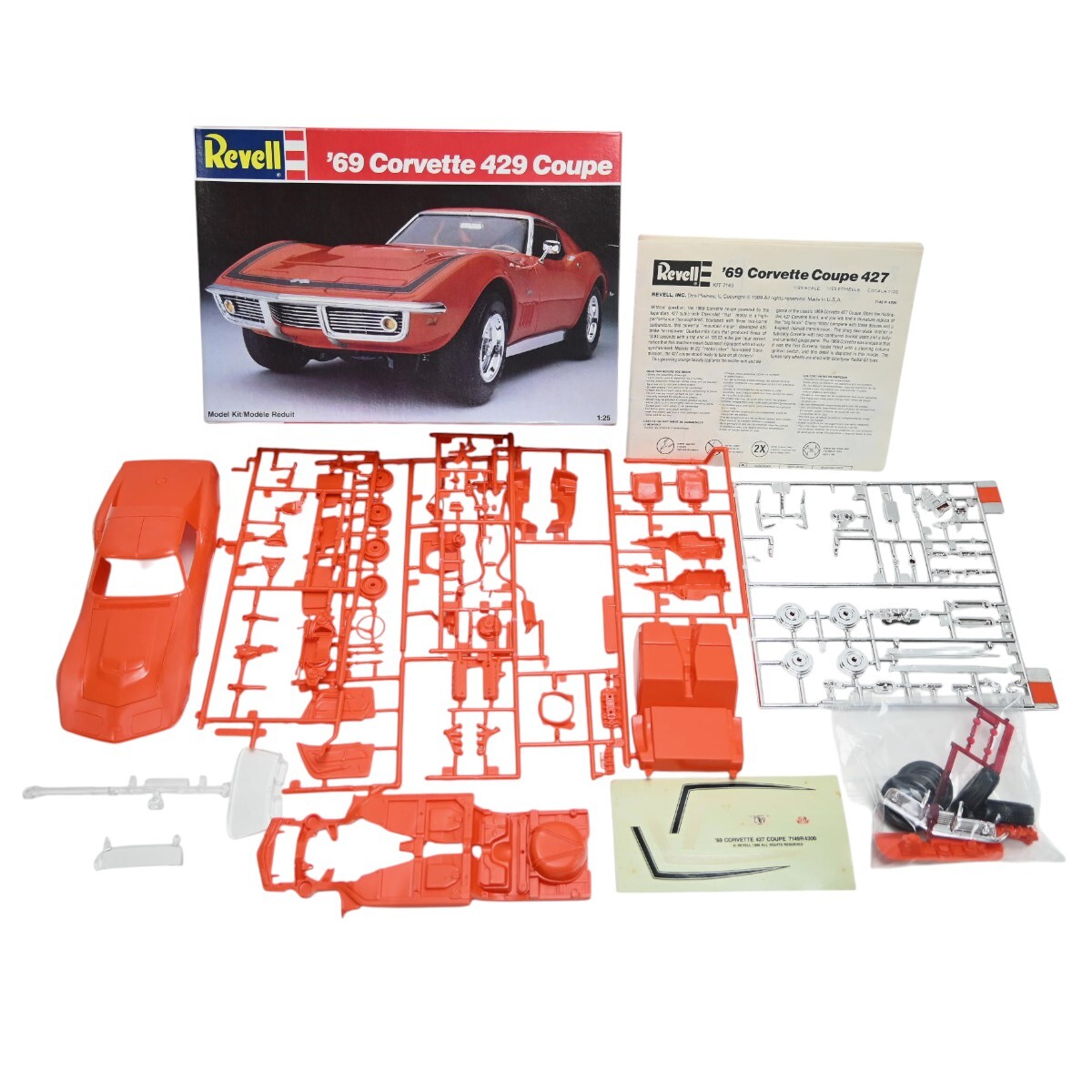 1000円～ 未組立 Revell 1/25 '69 Corvette 429 Coupe レベル コルベット クーペ プラモデル S2607-s053