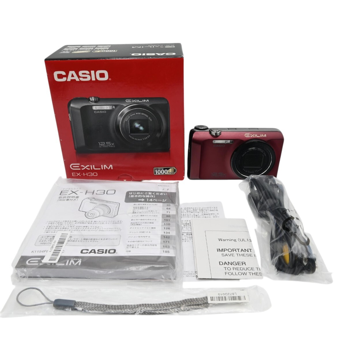 1000円～ 通電確認済 CASIO カシオ EXILIM EX-H30 コンパクトデジタルカメラ レッド 16.1MP 光学12.5倍ズーム T2607-t046