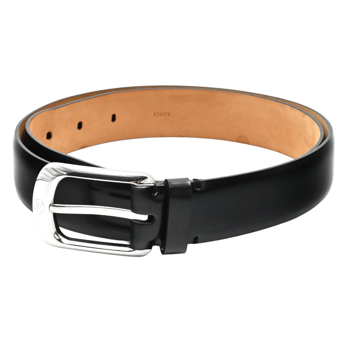 LOUIS VUITTON ルイヴィトン サンチュール エリプス レザ― メンズベルト 90/36 ブラック/シルバー K2608-k036