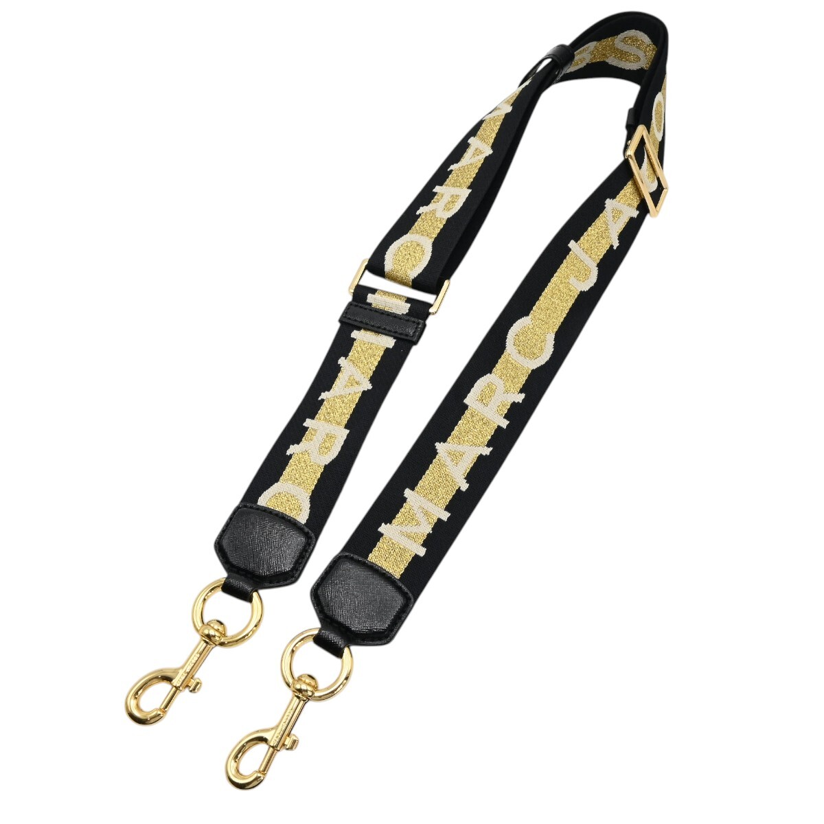 MARC JACOBS マークジェイコブス ロゴ キャンバス ショルダーストラップ ブラック/ゴールド/ホワイト S2607-k137