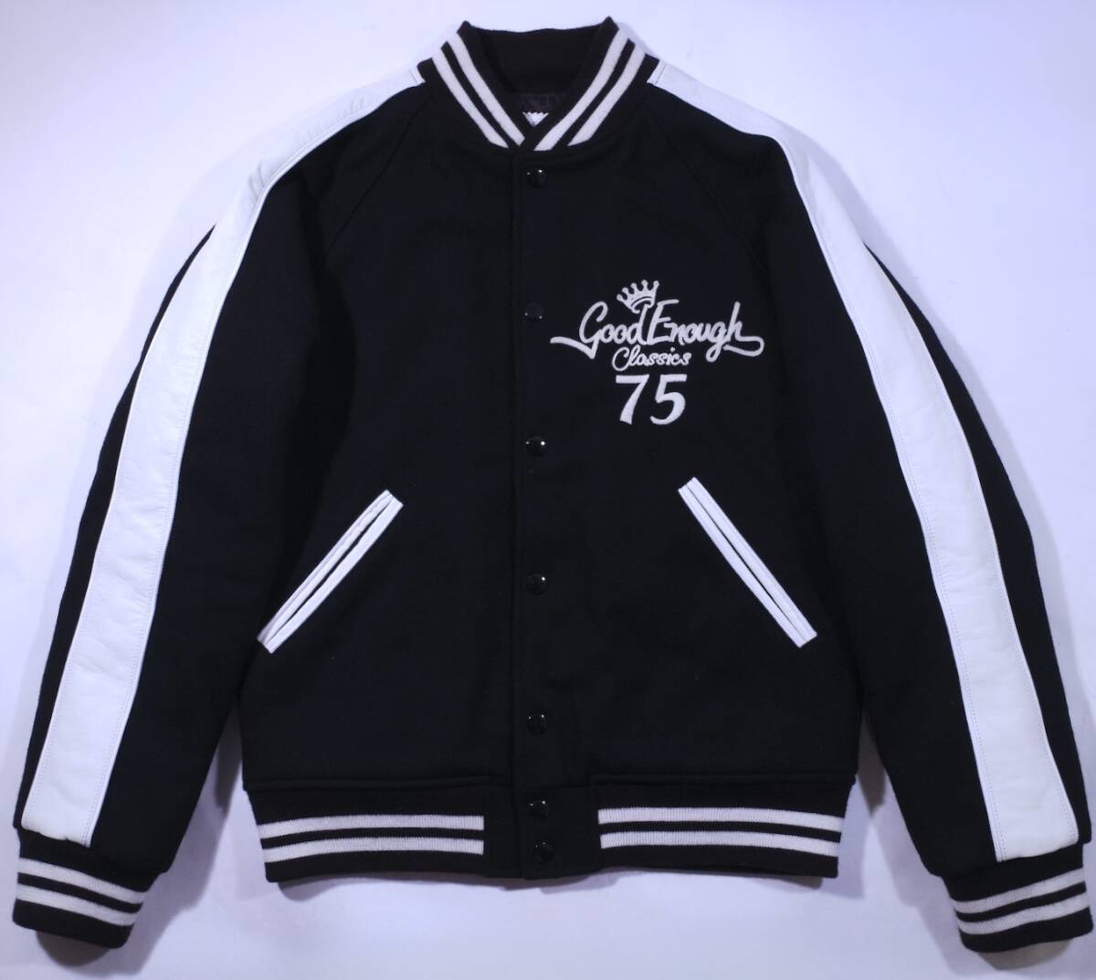 本物/極少限定 GOODENOUGH 完全復刻 2nd/セカンド スタジャン 黒 超希少S美品 最高級の本革仕様/fragment藤原ヒロシ愛用 supreme/ma-1/affa