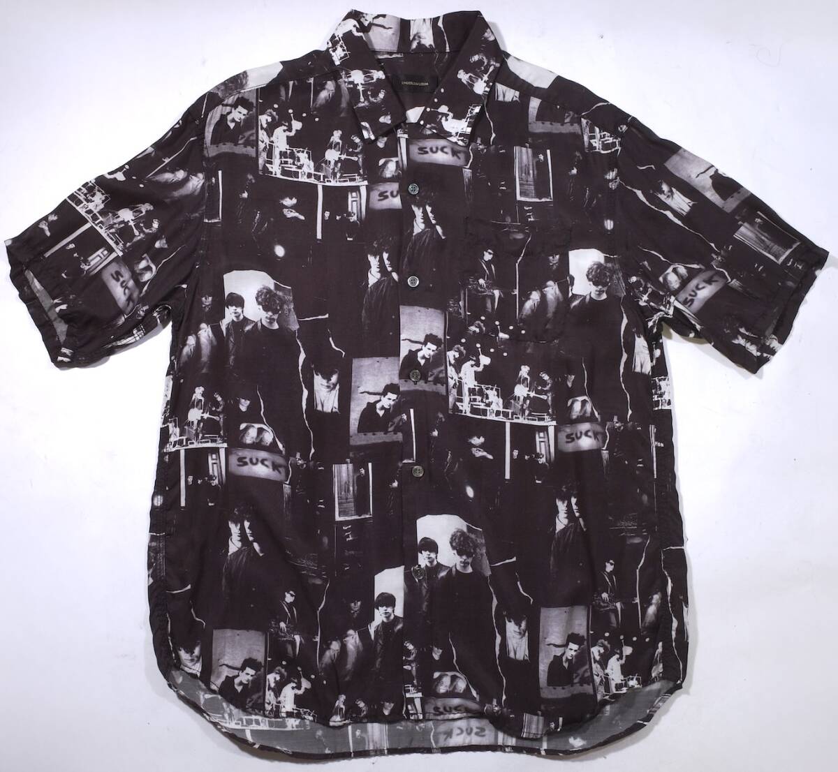JONIO愛用 アンダーカバー 14SS即完売 The Jesus and Mary Chainコラージュ最高級キュプラ/コットン半袖シャツ 大きめMens2/美品 affa/ma-1