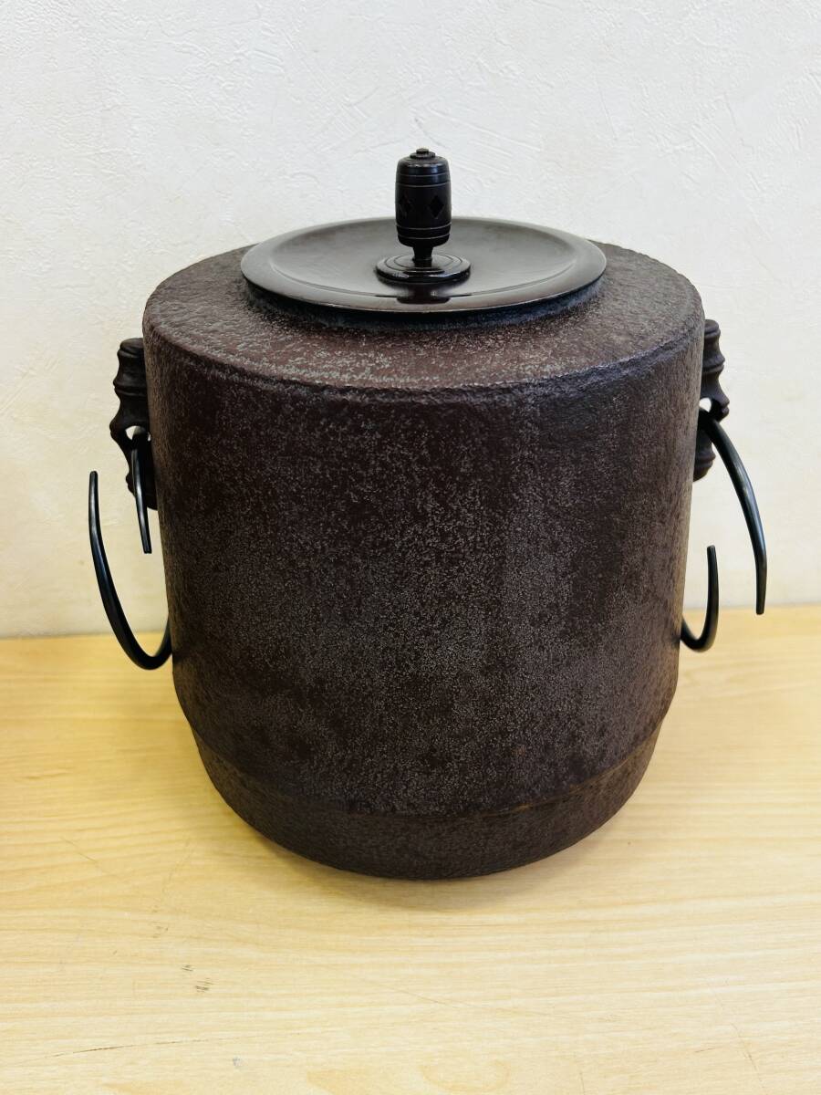 １円～　新品未使用品【高橋敬典 人間国宝 筒釜】茶道具/共箱入り/お茶　昭和レトロ　NO14　