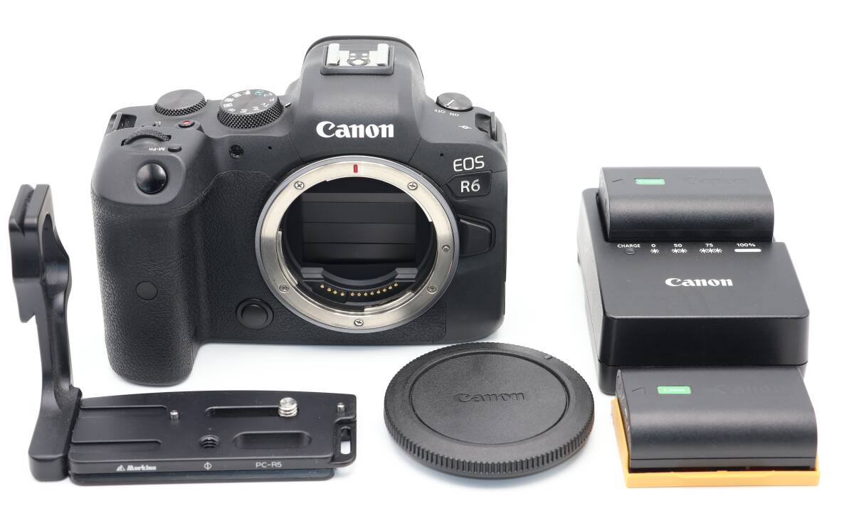「みんカメ」M483 ショット数 5983枚 美品 Canon キヤノン EOS R6 DS126832 Markins マーキンス PC-R5 LC-R5 ミラーレス 動作確認済み