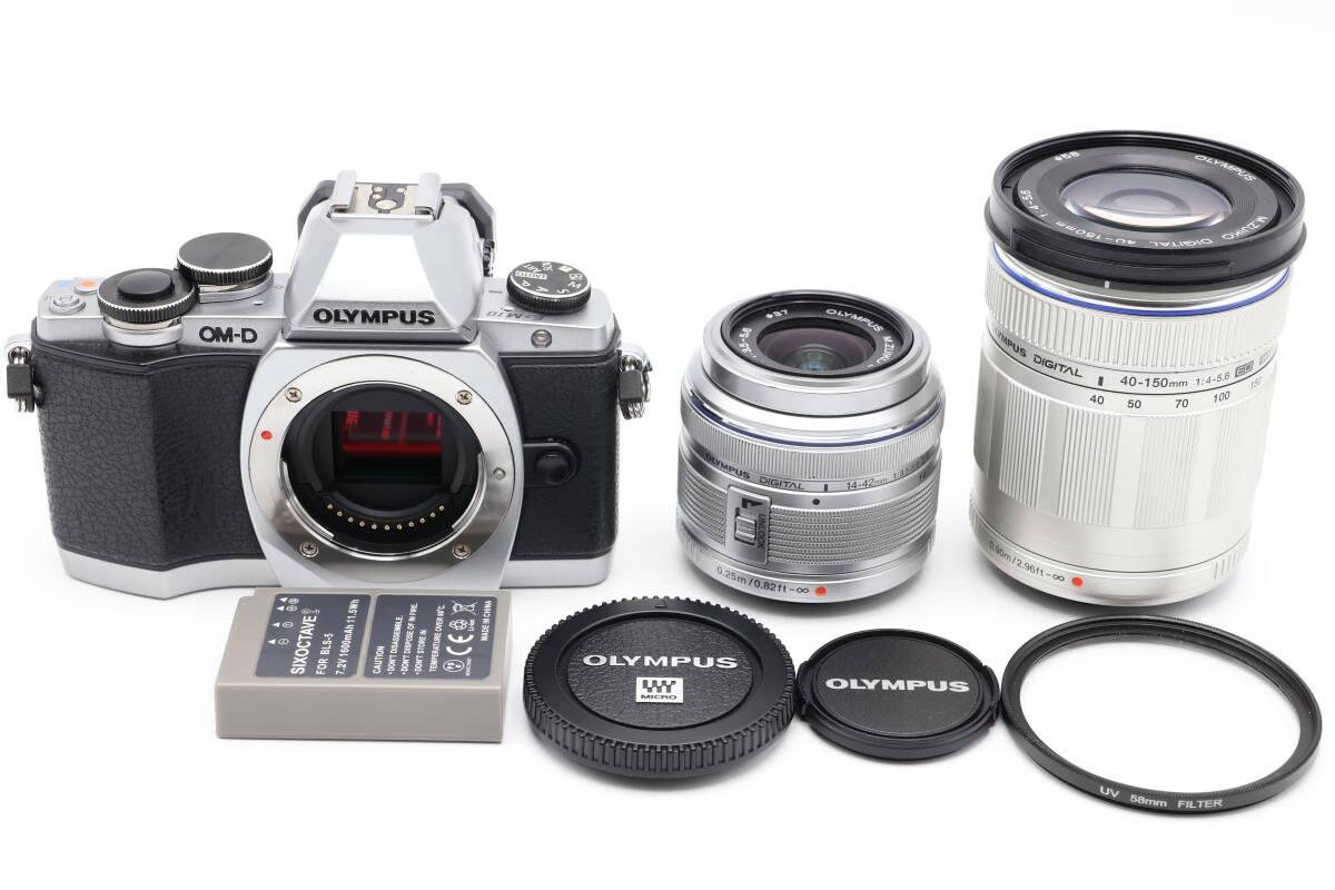 「みんカメ」7-132 OLYMPUS オリンパス OM-D E-M10 EZダブルズームキット DIGITAL 14-42mm 40-150mm ミラーレス 現状品 動作確認済み