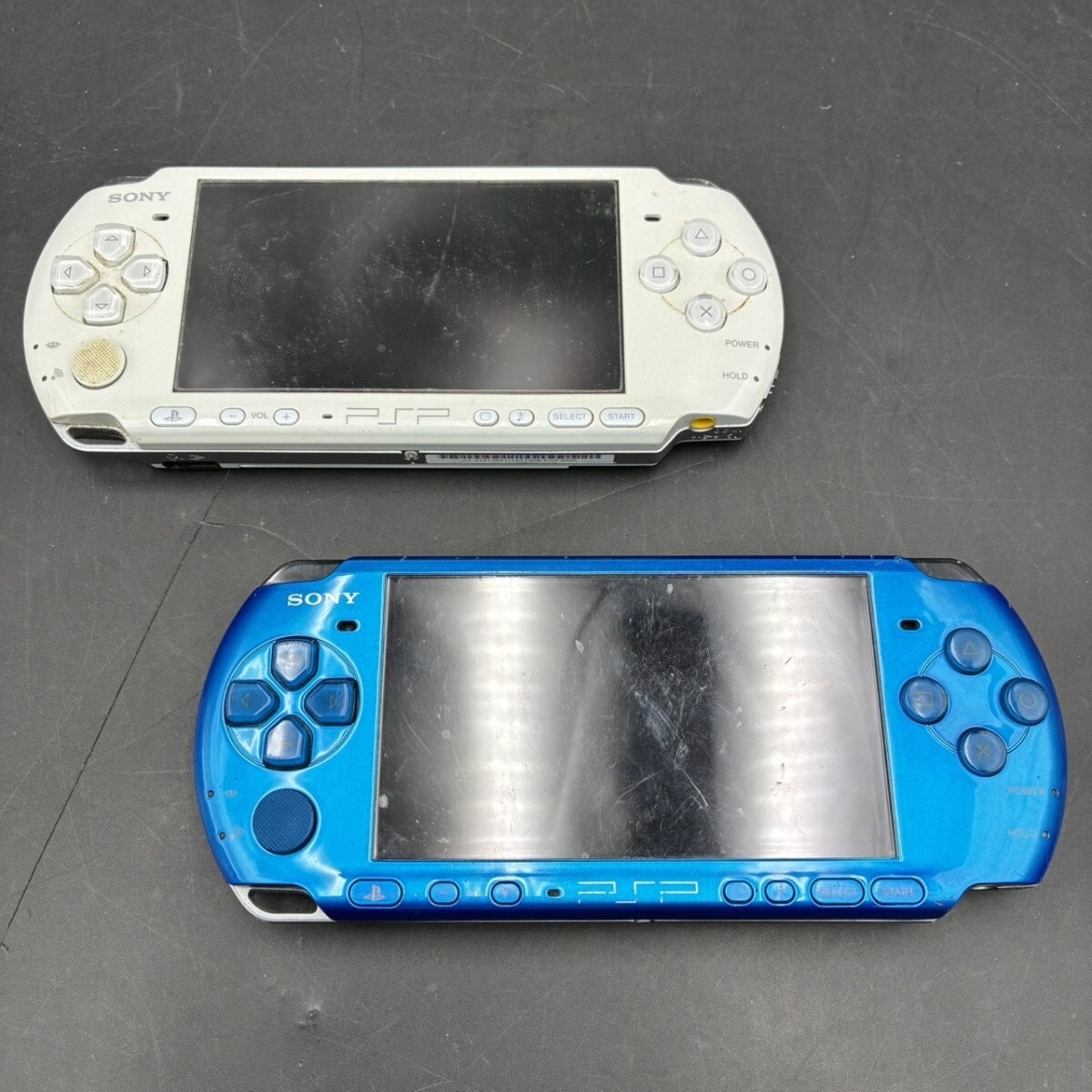 1円スタート SONY PSP 3000 ゲーム機 2点まとめ レトロ ブルー ホワイト バッテリーなし 現状品 TK0825た