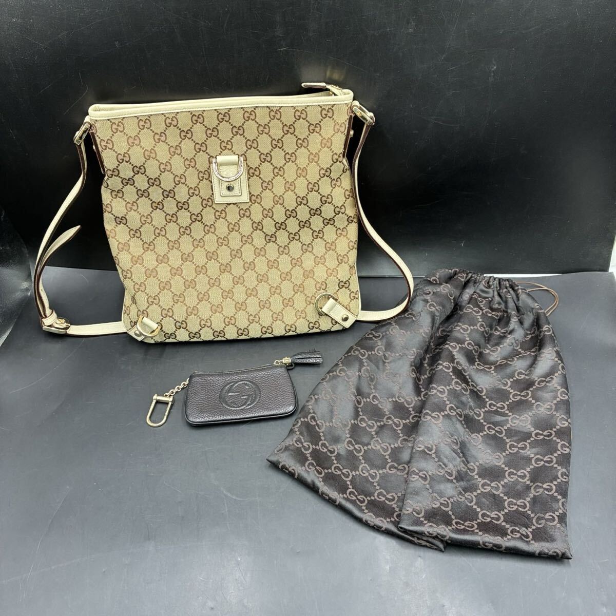 1円スタート GUCCI グッチ ショルダーバッグ レザー キーケース コインポーチ 2点まとめ N0826i