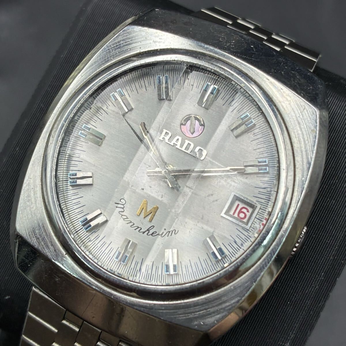 1円スタート RADO マンハイム 自動巻き メンズ 腕時計 デイト カットガラス 稼働 N082642