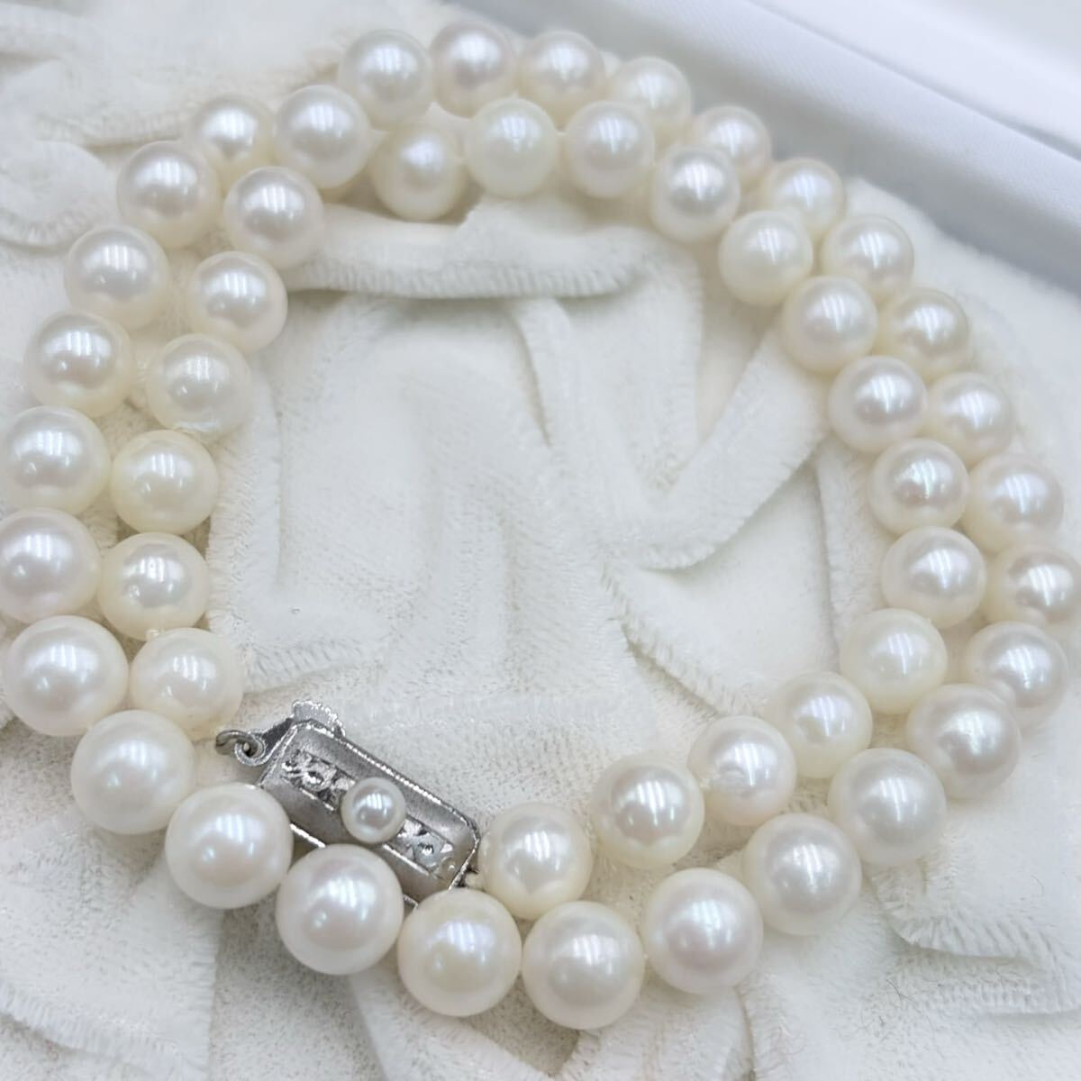 ◇1円スタート アコヤ 真珠 パール ネックレス 留め具 silver 7.7-7.9mm珠 総重量約34.4g あこや Pearl テリ良 N082631