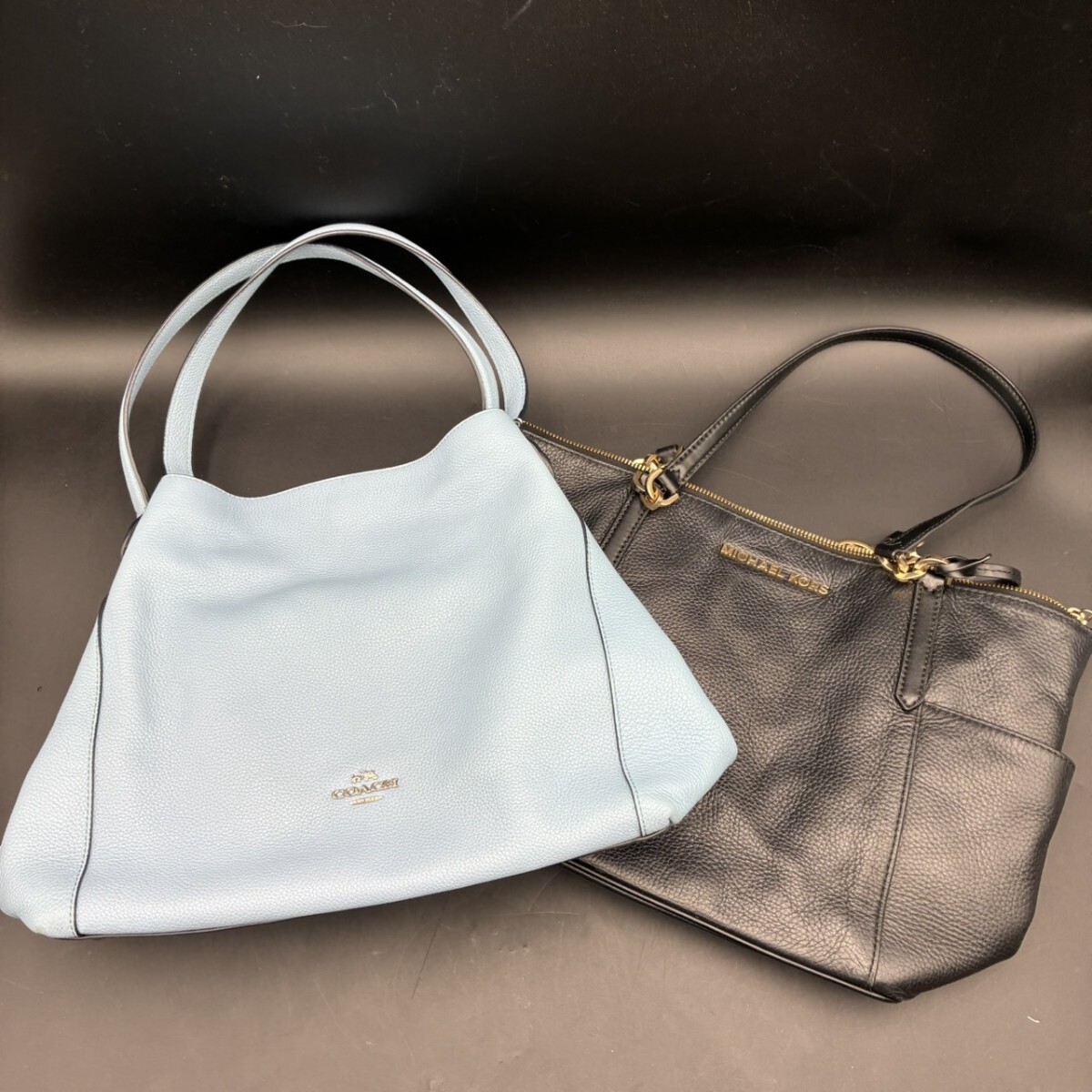 1円スタート COACH MICHAEL KORS トートバッグ ハンドバッグ ブルー ブラック N082622