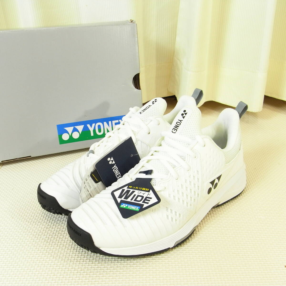未使用 ヨネックス パワークッションソニケージ3ワイドGC テニスシューズ 25.0cm ホワイト ブラック 白 黒 SHTS3WGC YONEX ワイド