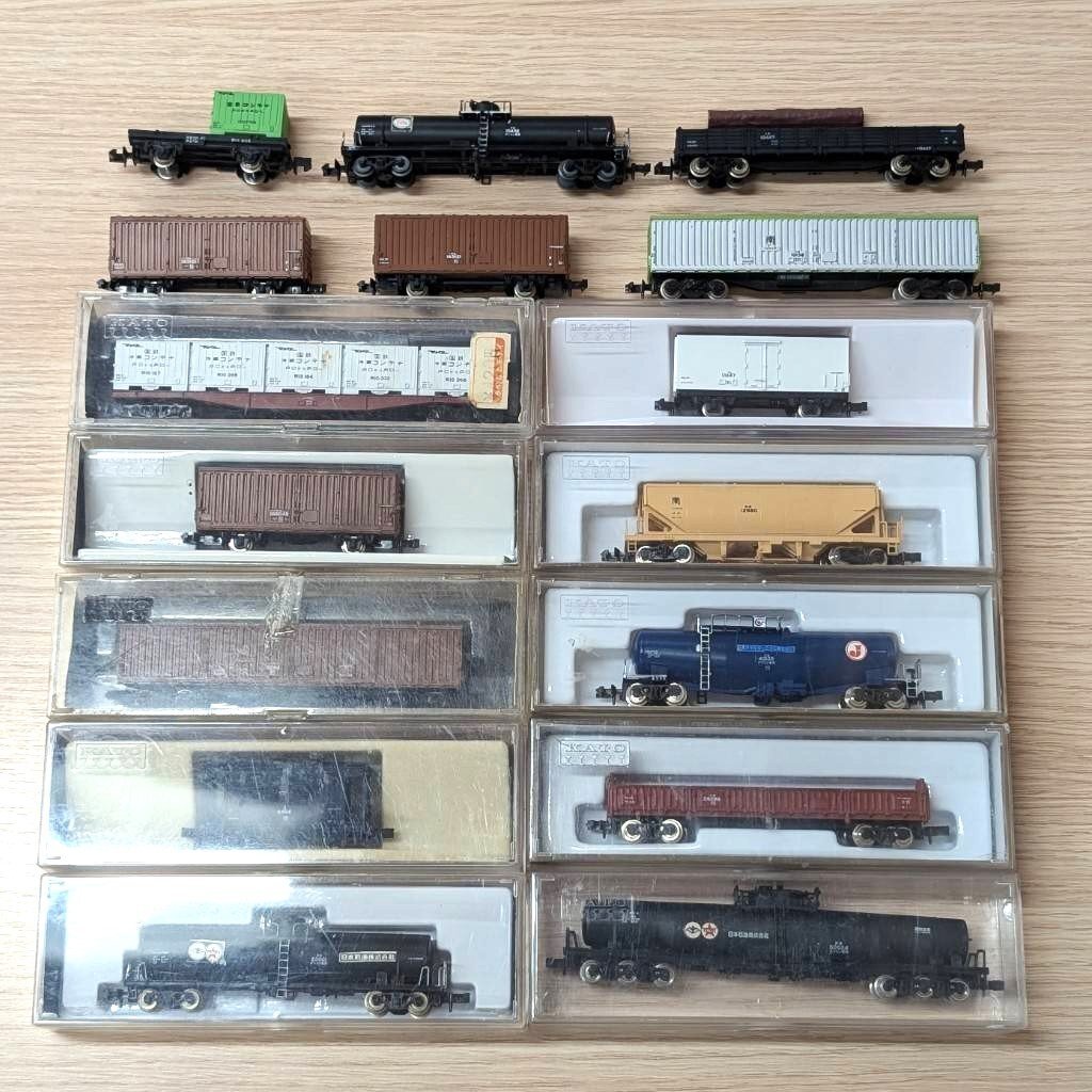 【彦】16両セット KATO TOMIX Nゲージ 貨車 コンテナ 無蓋貨車 タンク車 車掌車 ホッパ車 冷蔵車 国鉄 JR セット まとめ 大量【5124SY】H4