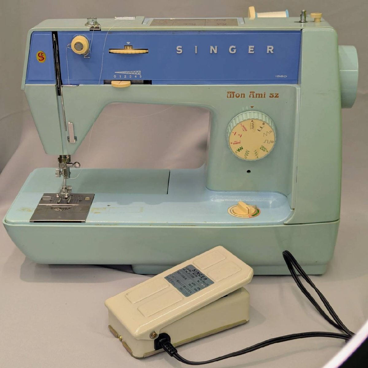 【錦】1980年代レトロ 通電OK SINGER シンガー Mon Ami sz 1580 モナミ1580 電動ミシン【1120MO】H04