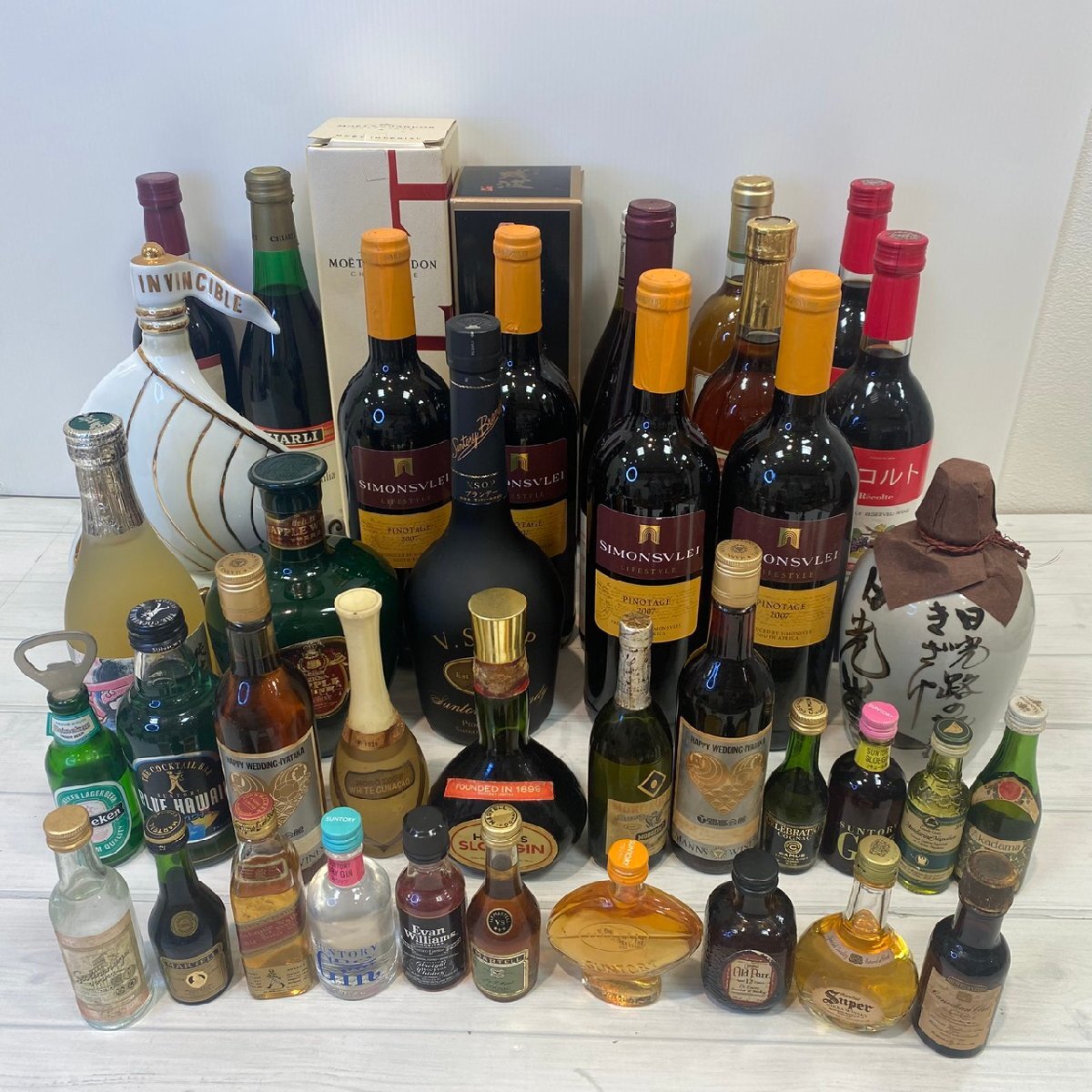 【塩】未開栓 お酒 おまとめ ワイン コニャック ブランデー シャンパン 等 MOE＆CHANDON V.S.O.P LARSEN 等【23861～24819SK】H04