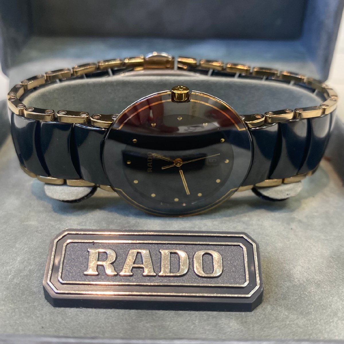 【塩】良品 RADO ラドー ダイアスター 129.0300.3 QZ ブラック文字盤 メンズ腕時計 稼働 新品電池交換済み 余りコマ有【24849SK】H07
