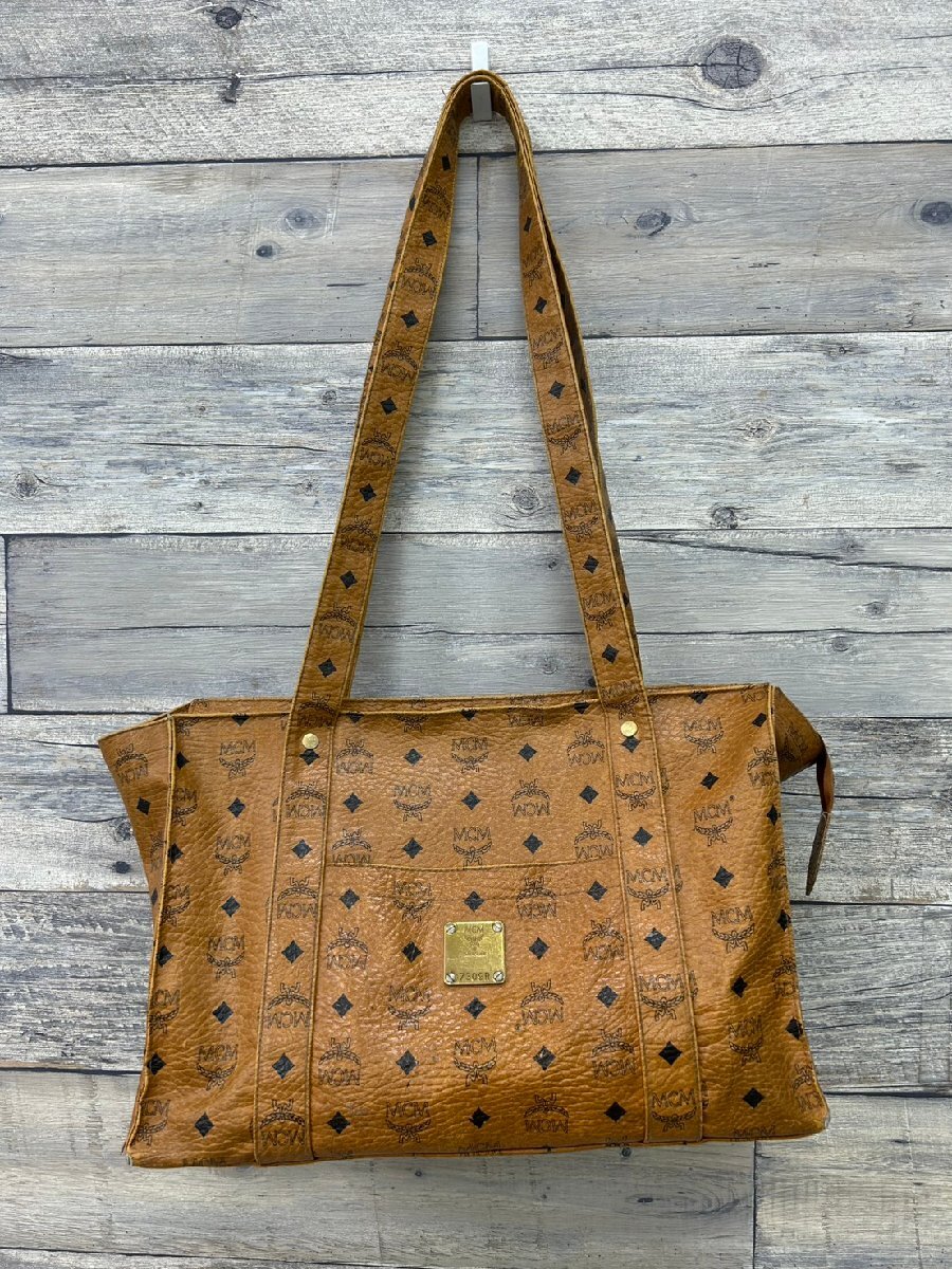 【加】リバイバルヒット中!! MCM トートバッグ キャメル モノグラム 7309R エムシーエム ブラウン Y2K ショルダー バック【8232SS】G7