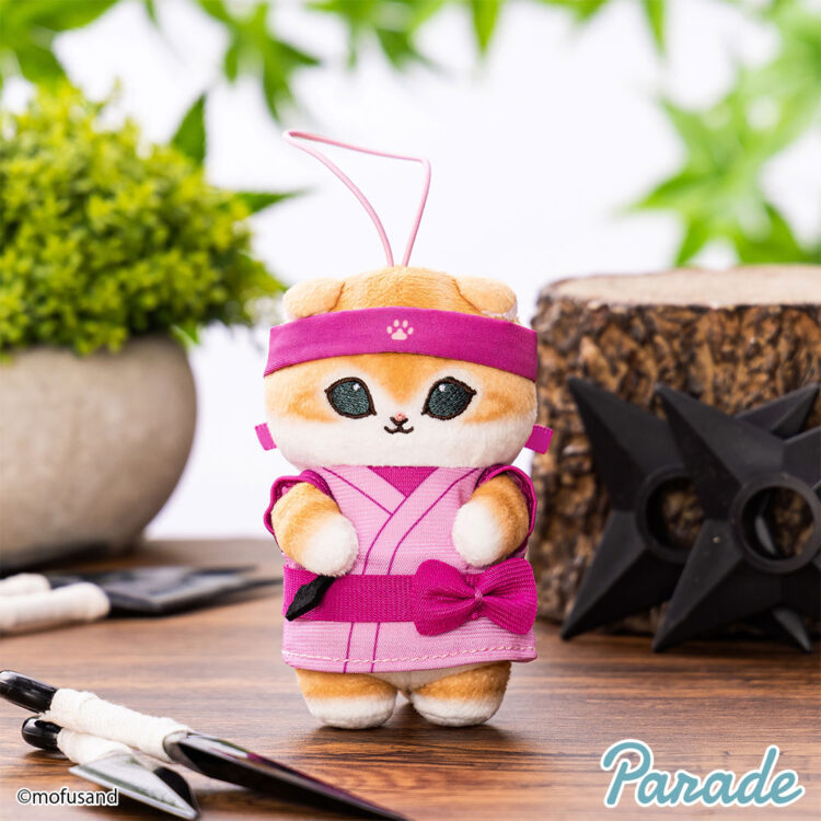 ◆◆ｍｏｆｕｓａｎｄ　モフサンド　忍者にゃんマスコット　桃　くない◆◆新品　未使用　★喫煙者ペットはいません　アミューズメント景品
