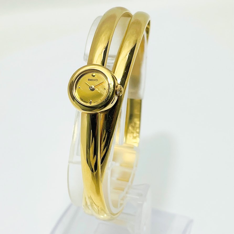 1円～ SEIKO セイコー バングルウォッチ 1E20-0660 2連リング 2連バングル ブレスレット ゴールド クォーツ レディース 腕時計 稼働品