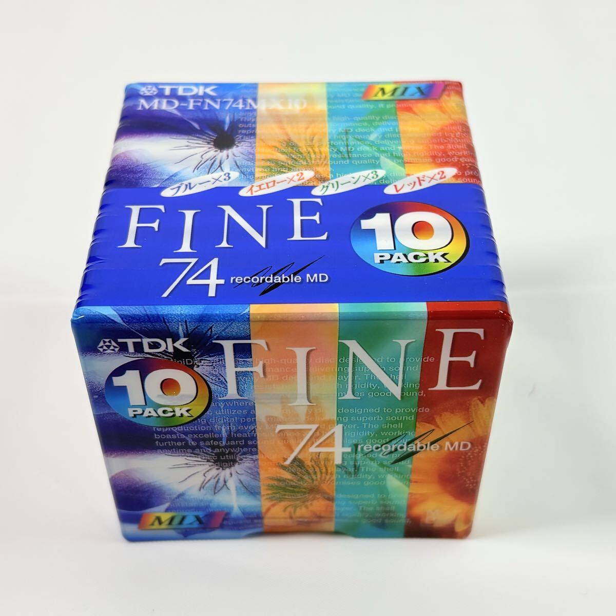 未開封品　TDK FINE74 10pack MIX ブルー/イエロー/グリーン/レッド　記録媒体　レトロ　当時物